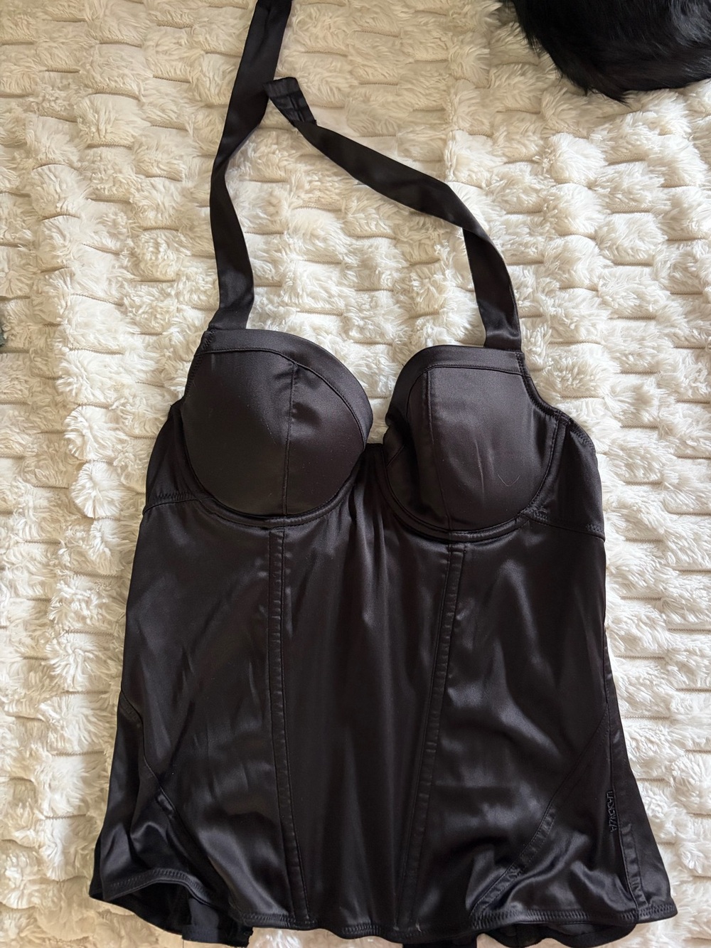Lovers + Friends Black Satin Bustier Corset Top